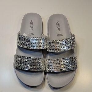 BRAND NEW CAPELLI NEW YORK RHINESTONES EMBELLISHMENTS SLIDES SANDAL